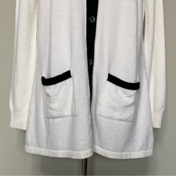 Richard Grand Long Cashmere Cardigan Sweater in Ivory Black, size M NWT - Picture 2 of 16